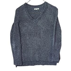 Orvis Women's Blue Chenille V-Neck Sweater Luxe Elevated Cottagecore Serene L